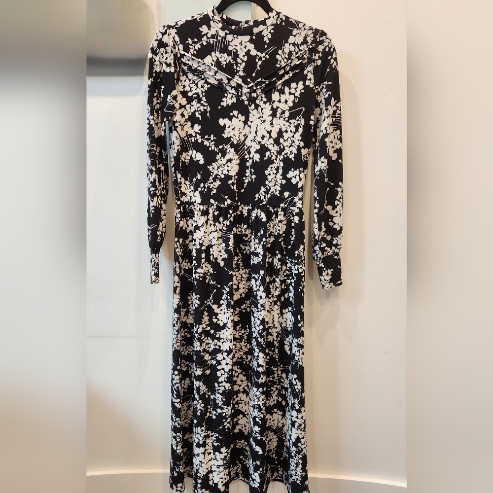 ASOS Oasis Floral Maxi Dress, Black and White, Size US S
